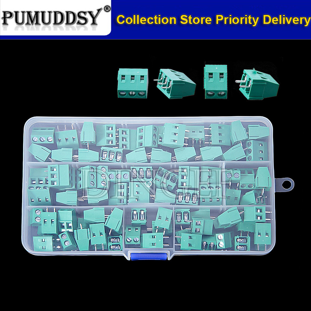 80 Chiếc Vít PCB KF128-2 KF128-3 Đầu Nối Khối Đầu Cuối KF128 Pitch 5.0MM 2P 3P Hộp Đựng