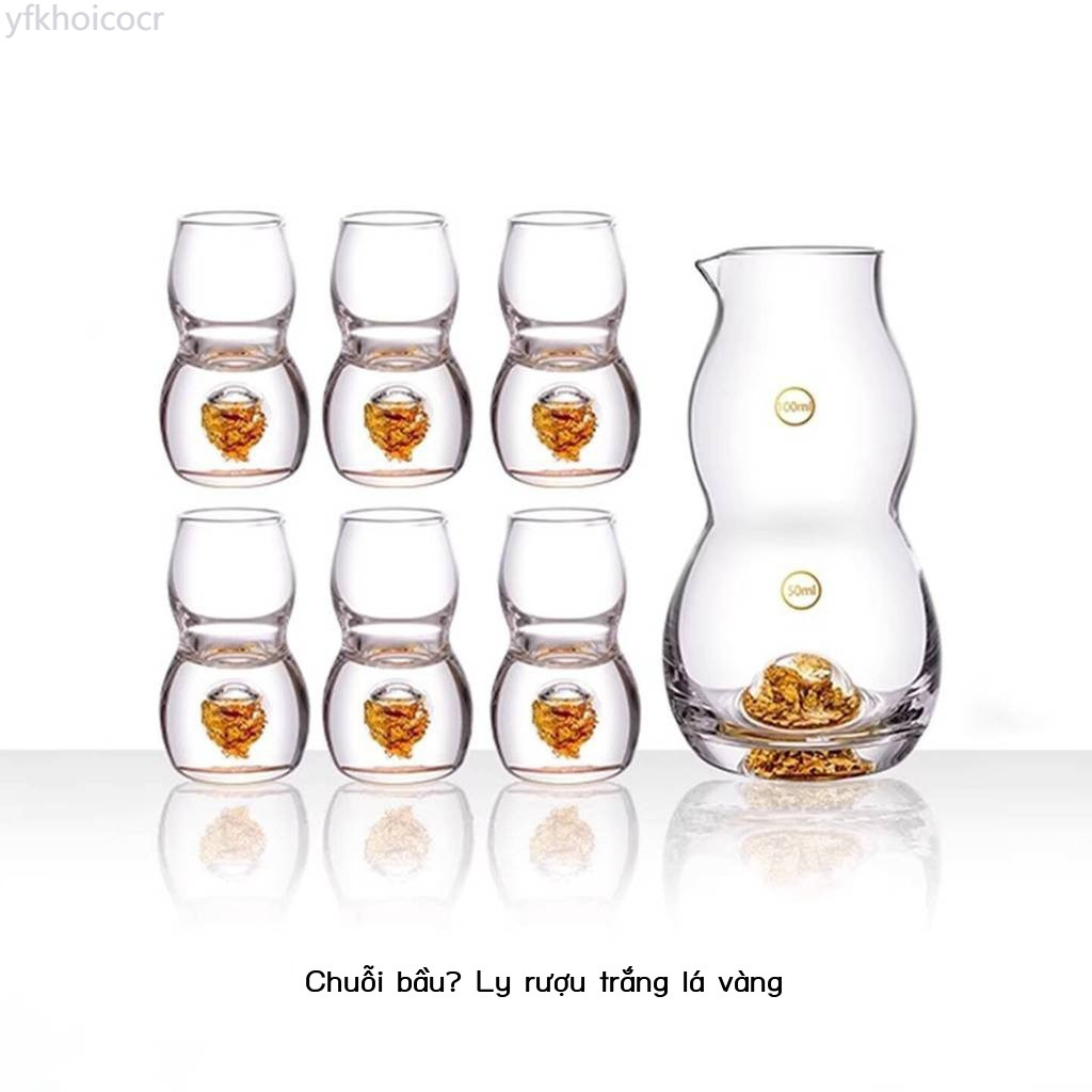 [Ảnh thật/Sẵn]  Bộ ly và hình quả bầu dát vàng phong cách Trung Hoa mới, bình rót rượu hai ounce bằ
