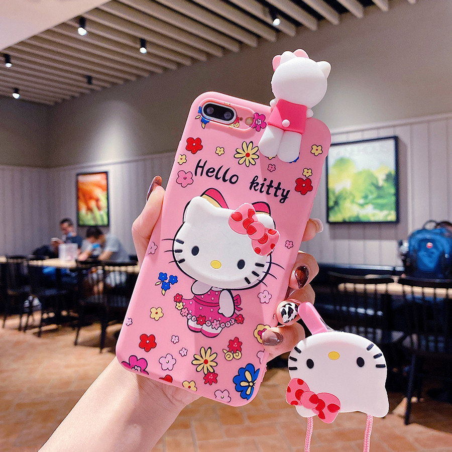 Ốp điện thoại hình hoa Hello Kitty hoạt hình Sanrio 3D cho Xiaomi Poco M7 M6 M5S M5 M4 M3 M2 F3 F2 P