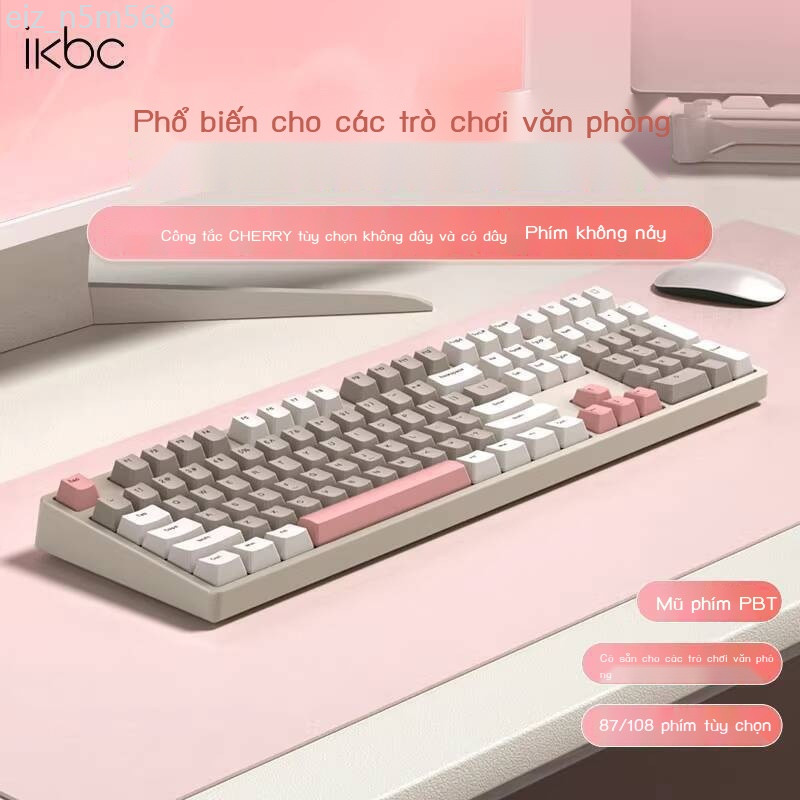 [SALE] Bàn cơ không iKBC nữ, văn phòng, e-sports, chơi game, bàn phím có dây switch cherry xanh đen