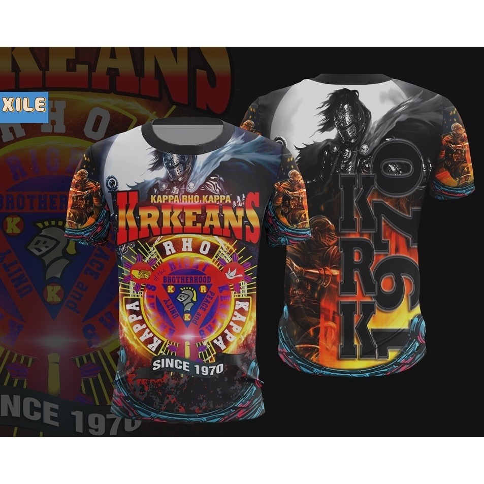 XilaiKAPPA RHO KAPPA KRK KNIGHTS ÁO THUN ĐẦY ĐỦ Thoáng Khí