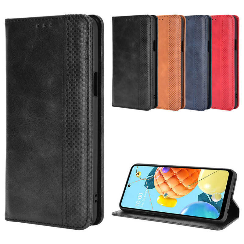 Ốp Điện Thoại LG K52 K62 Vỏ Da Điện Thoại Thẻ Lật Từ Tính K42 Vỏ Bảo Vệ LG Q52 Ví Retro Họa Tiết