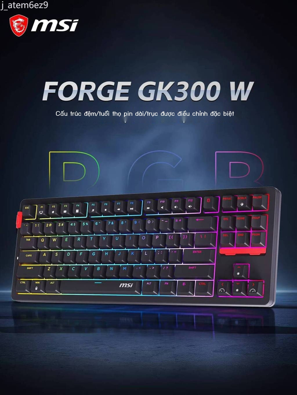 [HÀNG MỚI VỀ] Bàn cơ MSI FORGE GK300 chơi game tử, bàn phím không dây ba chế độ chuyên dụng cho th