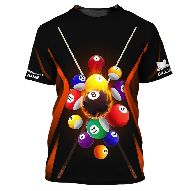 Áo Thun Billiards Nam Tay Ngắn In 3D Tùy Chỉnh Tên
