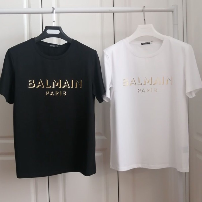 26 _ Balmain Xuân Hè In Chữ Ba Chiều Nam Nữ Cùng Phong Cách Áo Thun Balmain Tay Ngắn Balmain G
