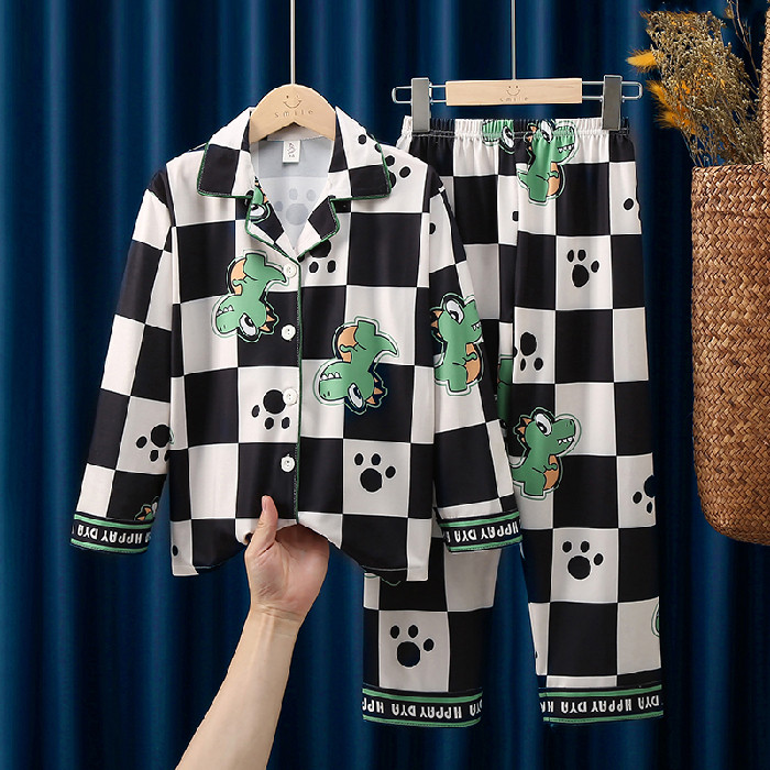 2026 New Year Edition Bulk Discount Pajamas Spaceman Child Long Sleeve Lapel Nightclothes Comfortabl