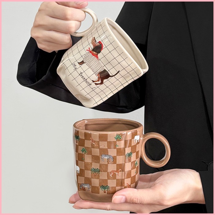 Cốc Origami Cốc Gốm Yến Mạch Ăn Sáng Cốc Sinh Viên Ký Túc Xá Cao Cặp Đôi Cốc