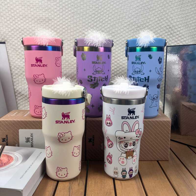 Stanley kiti Cat 20oz Nắp Cốc Chống Rò Rỉ Xe Hơi Bằng Thép Không Gỉ Hai Lớp Di Động Giữ Nhiệt Cốc Th