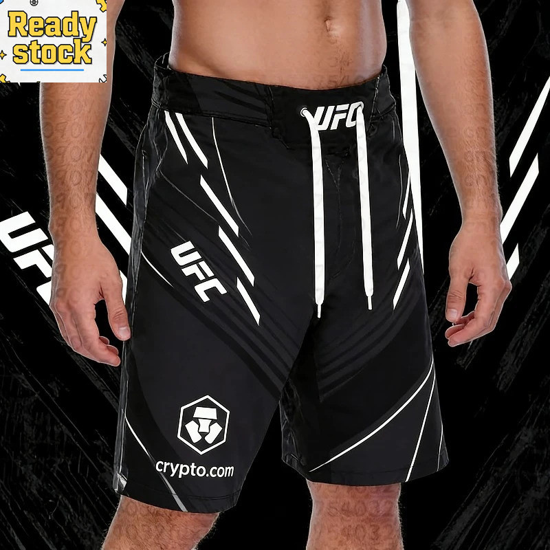 Mùa Hè 2026 Mới UFC 324 Justin Gaethje 3D Chiến Đấu Đêm Quần Short Nam Đen Hình Bát Giác MMA Jujutsu