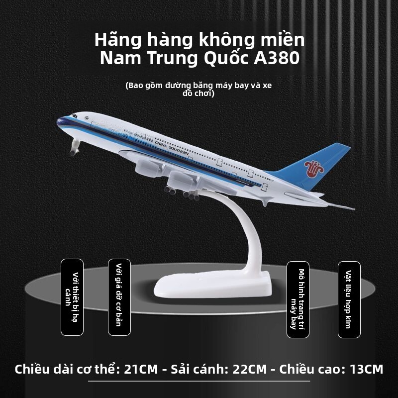 51cm Mô hình Airbus A380 của hãng hàng không chở khách A380, China Southern Airlines, mô phỏng máy b
