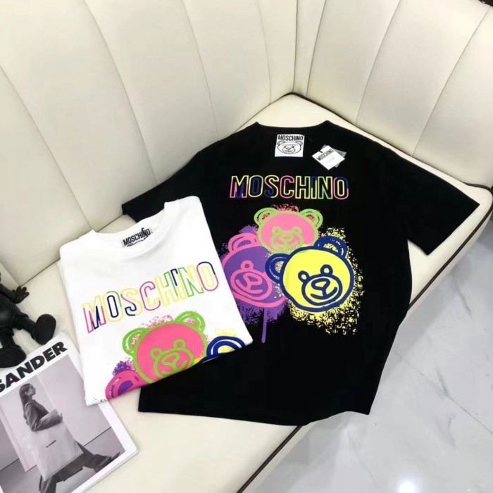 Xuân Hè Mới Moschino - Hoodie Cổ Tròn Tay Ngắn In Họa Tiết Graffiti Dễ Thương
