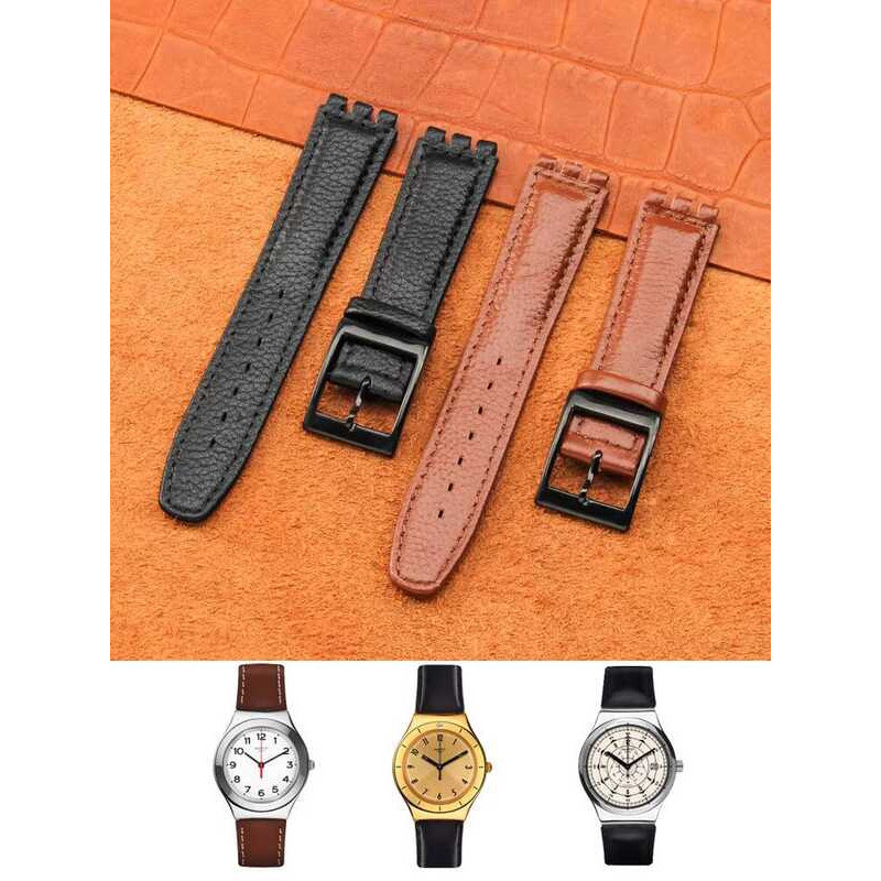Dây Da Chính Hãng Thích Hợp Cho SWATCH SWATCH Đồng Hồ Dây Đeo Tay lõm Giao Diện lồi 17 19mm Nam Nữ V