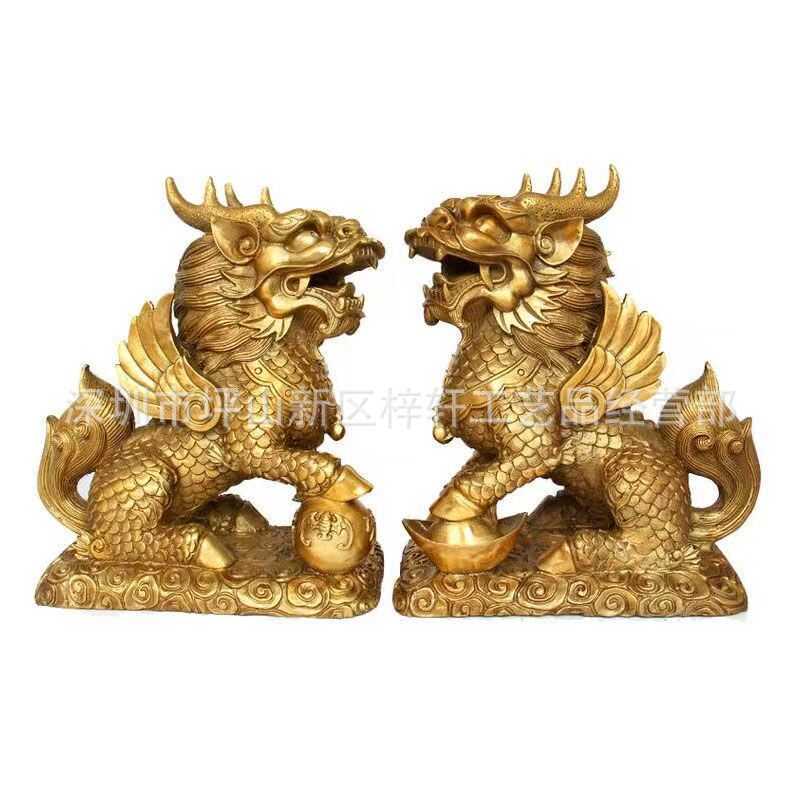 Đồ trang trí Golden Kirin Cặp khách sạn Green Kirin Yellow White Shop