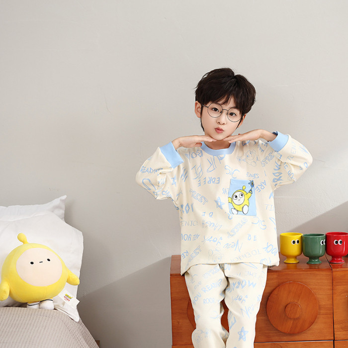 2026 New Year Collection Affordable Kids Sleepwear Cute Children Long Sleeve Boy's or Girl's Round-N