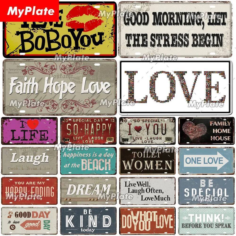 [MyPlate] I LOVE U Metal Sign Vintage Hope 15x30CM Plate Tin Sign Trang trí nội thất Happy Poster Ba