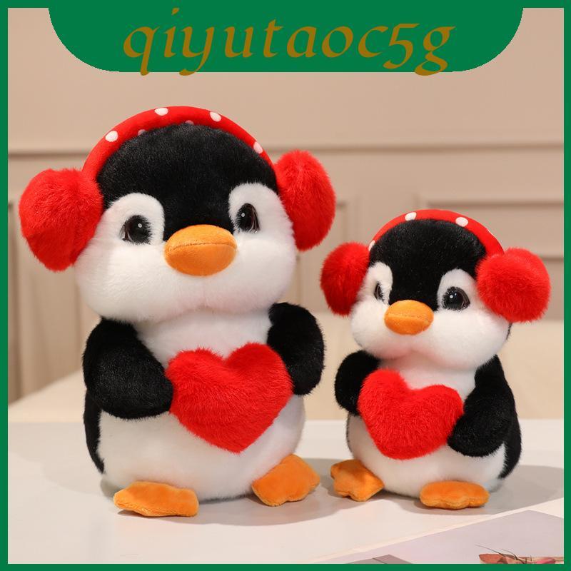 Penguin Plushie Hoạt Hình Giữ Tình Yêu Trái Tim Và Tai Cốc Thiết Kế Trang Trí Phòng Trẻ Em