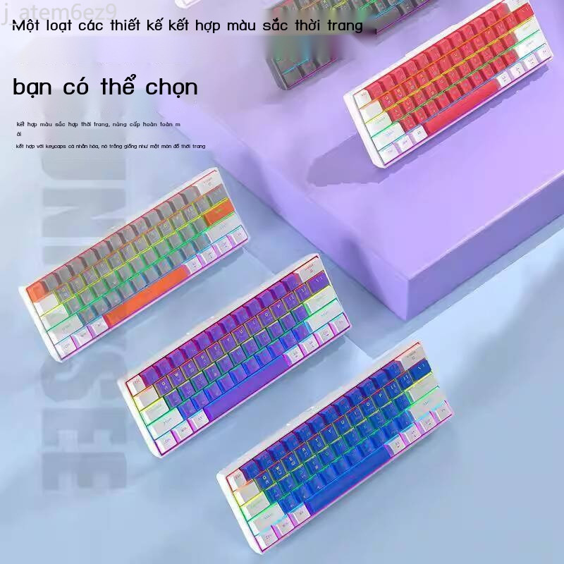 [GIÁ TỐT CHỌN MẪU] Bàn K61, xanh, đỏ, nâu, switch đen, bàn phím tách rời, đèn RGB, chơi game, cơ họ