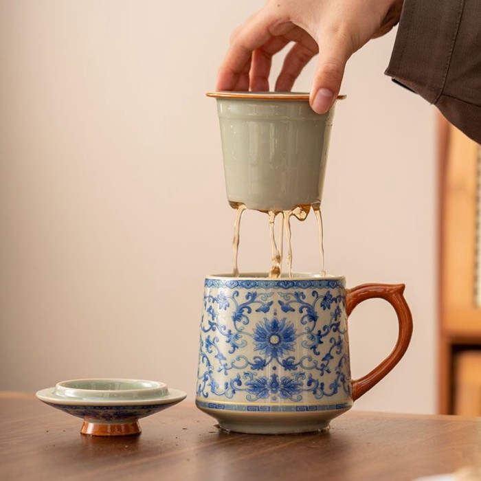 Xanh Và Trắng Ge Lò Văn Phòng Cốc Trà Gốm Trà Cốc Tách Nước Hộ Gia Đình Trung Quốc Cốc F169