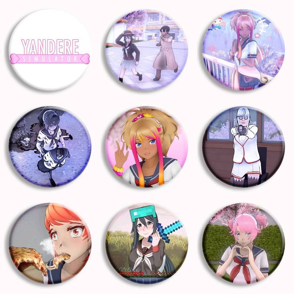 Trò chơi mô phỏng anime Yandere với nhân vật Osana Najimi và Ayano Aishi, biểu tượng ngộ nghĩnh, trâ