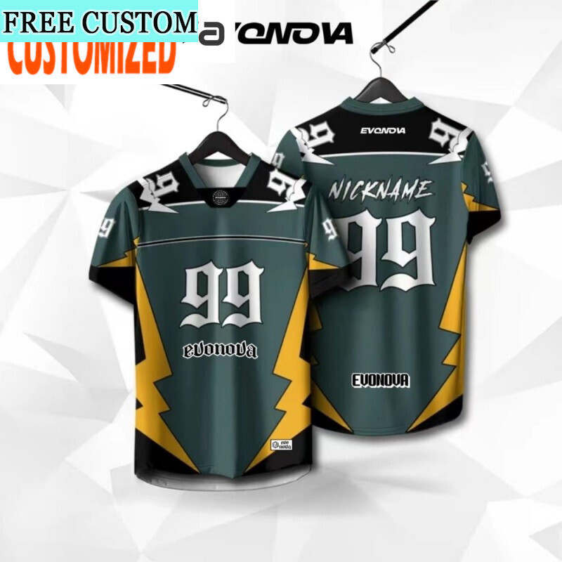Áo Bóng Đá NFL Standard Jersey Số 99, Tay Ngắn Unisex, Nhanh Khô, Miễn Phí In Tên