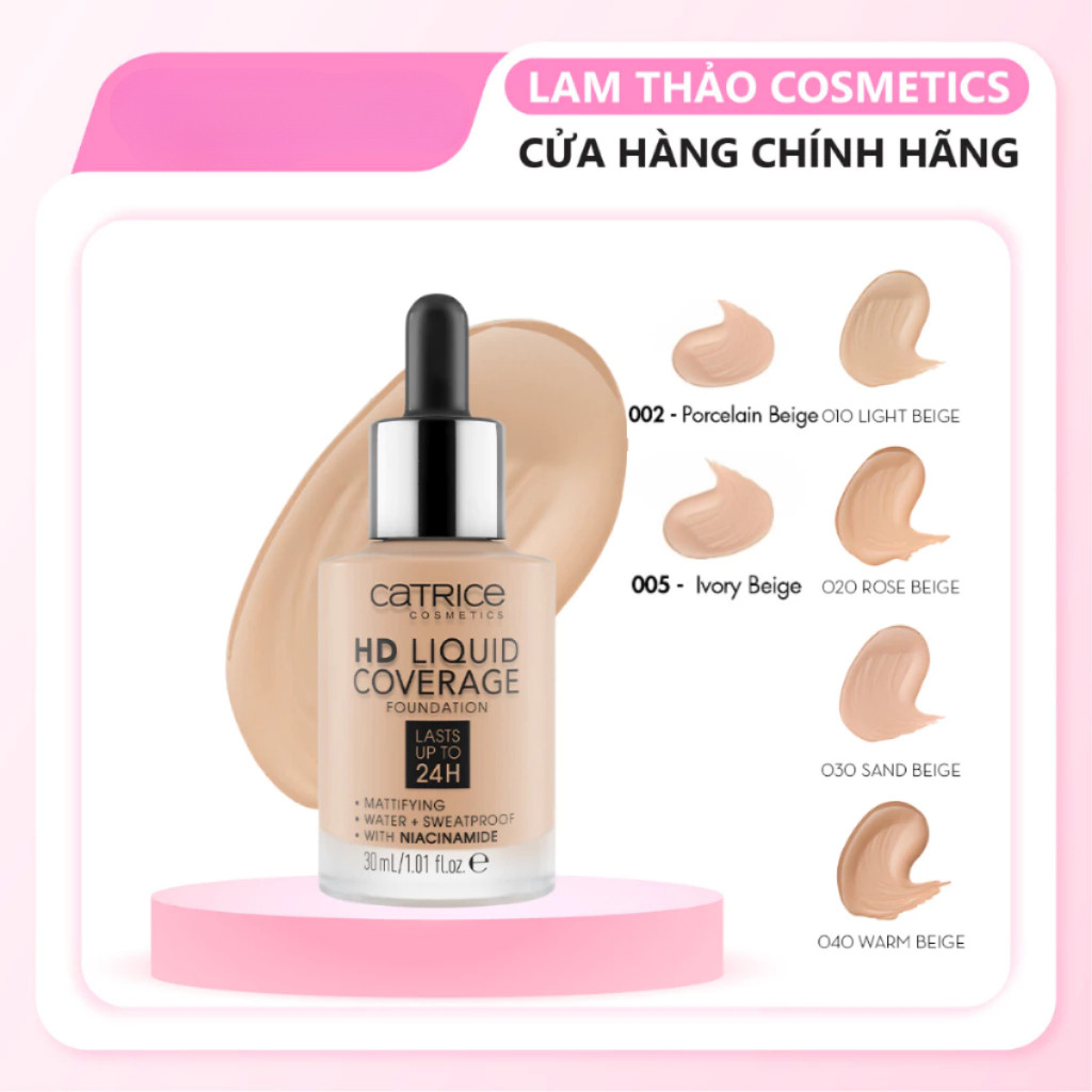 Kem Nền Che Phủ Kiềm Dầu 24H Catrice HD Liquid -Hàng Chính Hãng