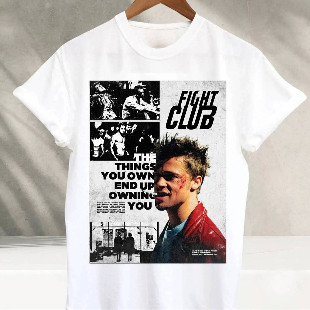 Áo Thun Cotton Cổ Điển In Hình Fight Club - Size Lớn