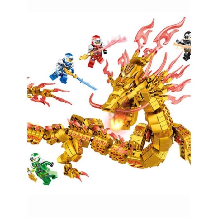 Tương thích với LEGO Ninjago Bricks Flying Dragon Golden Four Headed Dragon Toy