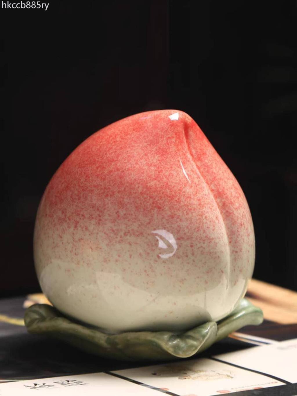 [SALE] Hũ gốm sứ hình đào, hộp gia dụng nhỏ, kín sáng tạo, vật trang trí, hũ đựng trà mini thủ công