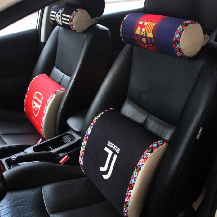 Gối tựa đầu ô tô mút xốp đệm eo bảo vệ cổ Juventus Real Madrid Barcelona Liverpool AC Inter Milan b