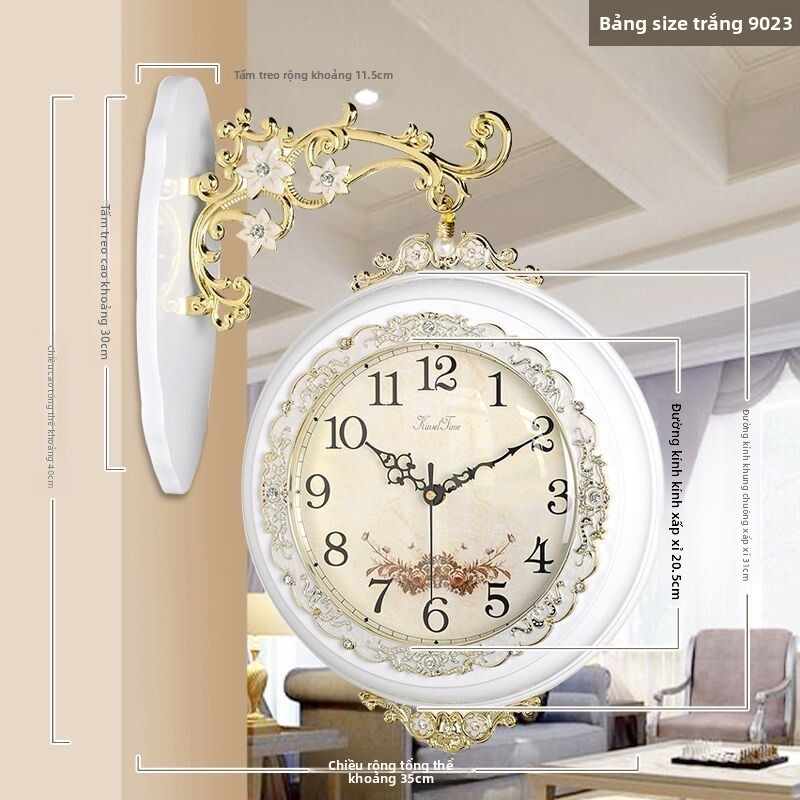 Đồng tường hai mặt cao cấp phong cách châu Âu dành cho phòng khách gia đình, thời trang, sang trọng nhẹ nhàng, đơn