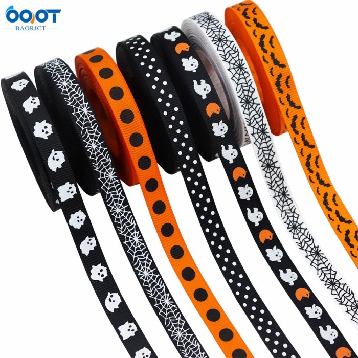 Ruy Băng Halloween Trang Trí Halloween Nơ Ruy Băng DIY Handmade Halloween Kẹo Hộp Quà Tặng Bao Bì Ru