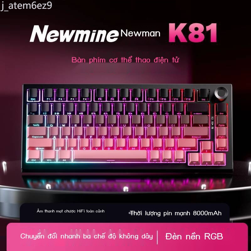 [Ảnh thật/Video] Bàn phím cơ RGB ba chế độ tùy chỉnh Newman K81, khắc bên, không dây Bluetooth, văn