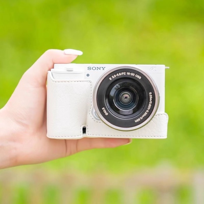 Túi đựng máy ảnh Sony ZVE10 a6400 Vỏ bảo vệ a7c2 Nửa đế Micro Vỏ da đơn a7m4 Phụ kiện di động