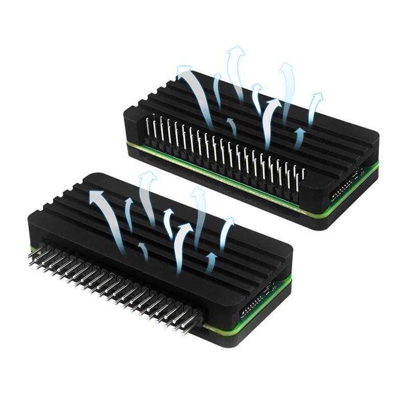 Vỏ nhôm Raspberry Pi Zero 2 W + Đầu pin cong hoặc chốt thẳng Làm mát thụ động cho Raspberry Pi Zero 