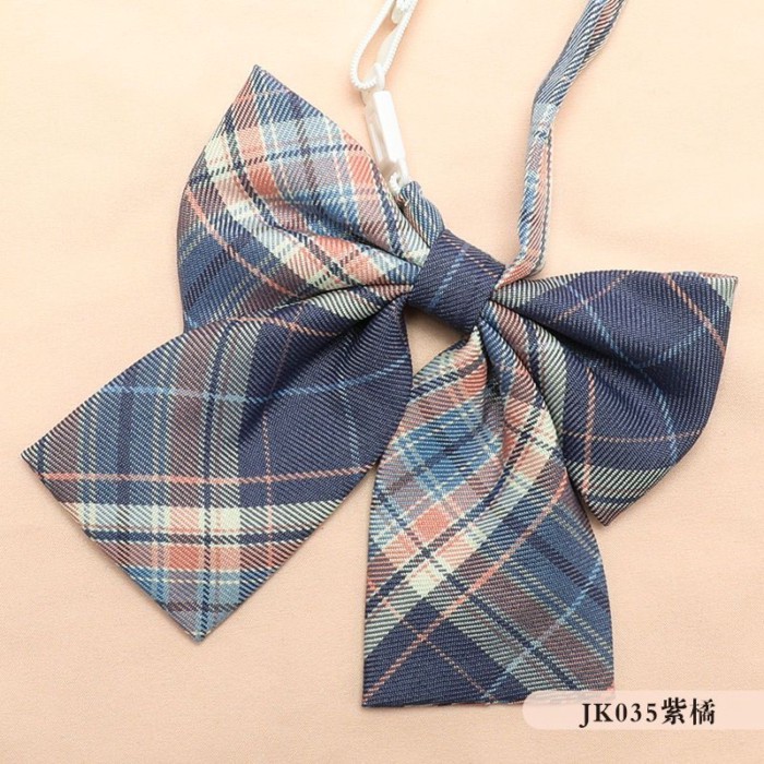 Áo JK Phong Cách Preppy Kẻ Sọc với Nơ Cổ - Màu Tím Cam - Phiên Bản Hàn Quốc JK035