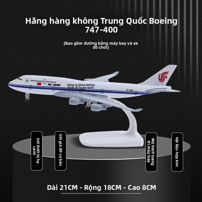47cm Mô hình máy bay chở khách lớn Boeing 747 mô phỏng hợp kim Air China có bánh xe quà tặng cho trẻ