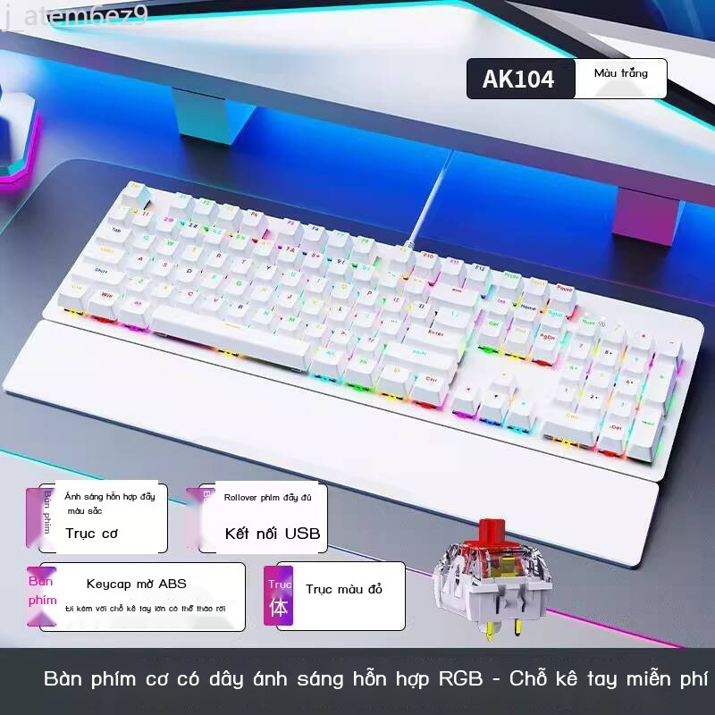 [SALE] Bàn SOREX AK104, switch trà xanh, chơi game, máy tính dây, văn phòng, bàn phím cơ RGB có đèn
