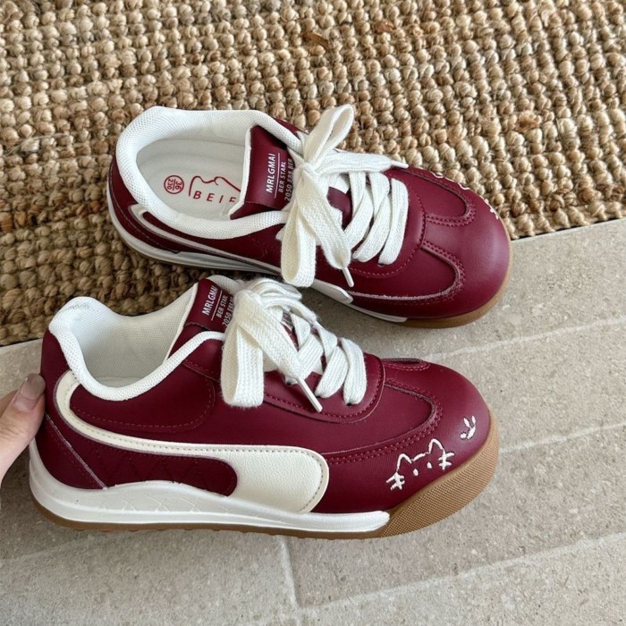 Goodman Giày thể thao nữ màu trắng dễ thương Goodman đế mềm Forrest Gump Giày chạy bộ thể thao giày