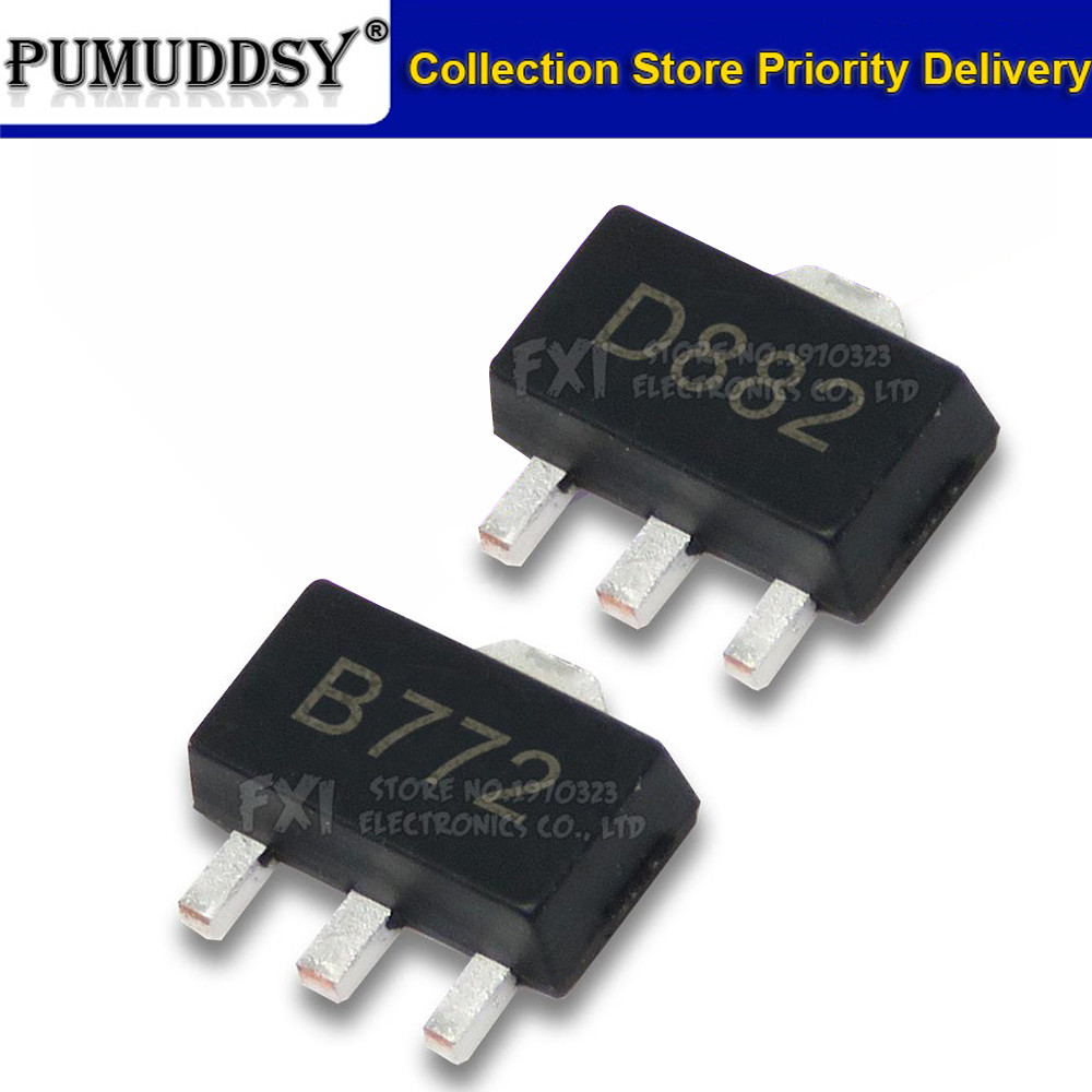 100 Chiếc 2SD882 D882 SOT89 SOT SMD Mới Chính Hãng 2SB772 B772