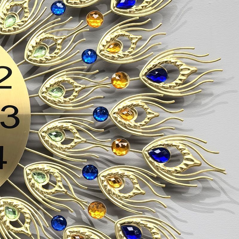 Đồng hình con công cho phòng khách, treo tường phong cách châu Âu thời trang, yên tĩnh, đồng hồ thạch anh trang trí