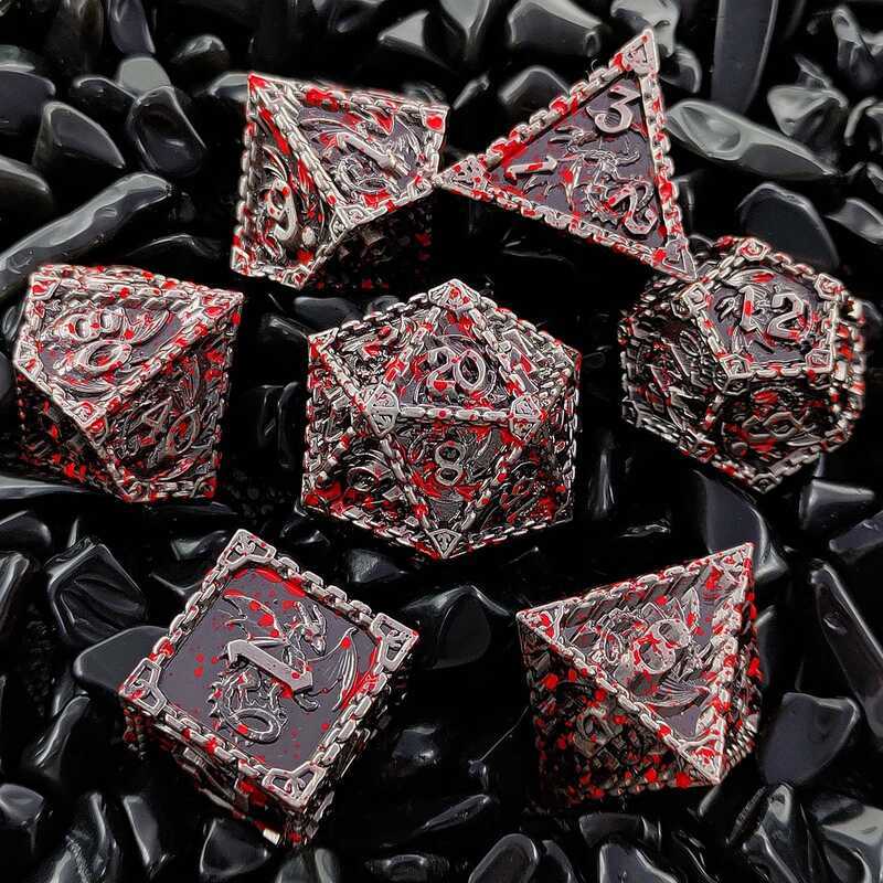 Metal DICE COC Running Team DND Dungeon and Dragon Cthulhu Sezi Set TRPG Trò chơi bảng 7 mặt DICE