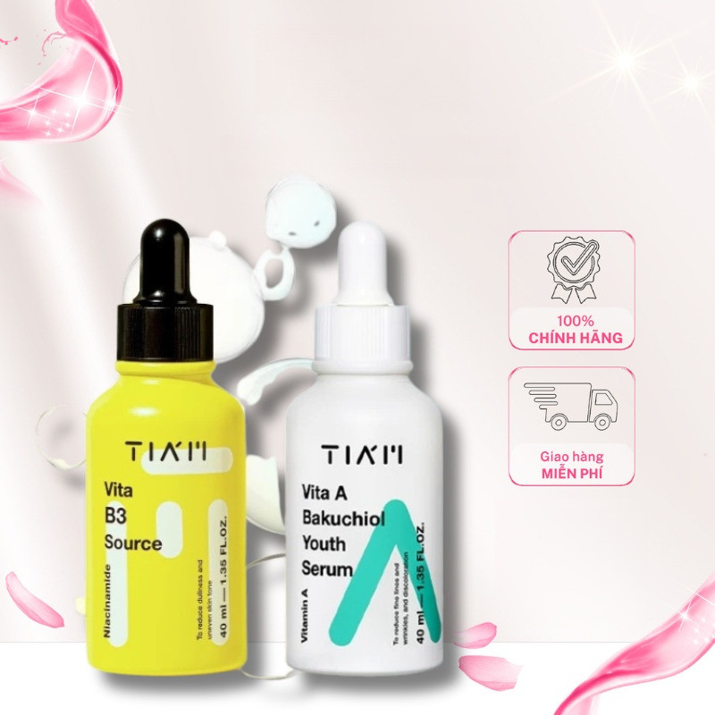 Serum TIA'M Dưỡng Sáng, Phục Hồi Cho Dầu Mụn, Nhạy Cảm Vita B3 Source -Serum Tia'm Bakuchiol 40ml