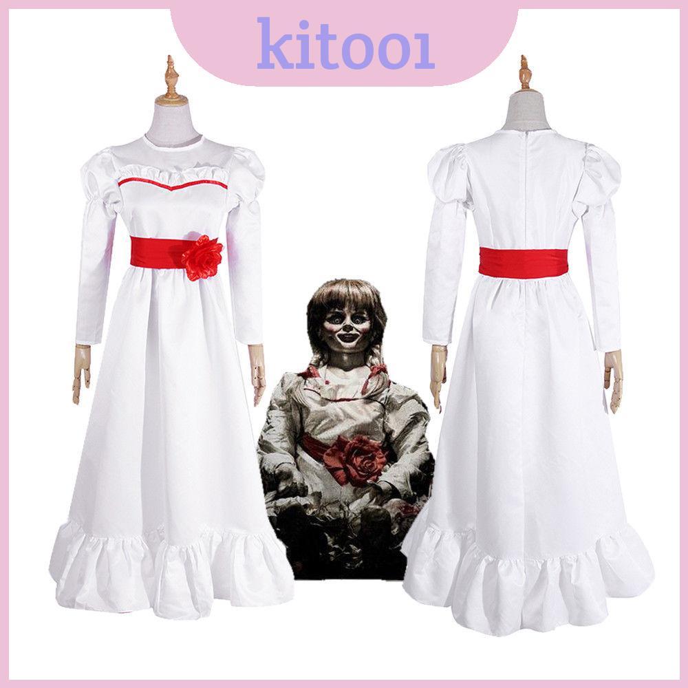 Kinh Dị Nổi Bật Búp Bê Annabelle Váy Trắng Mềm Mại Thoải Mái Trang Phục Hóa Trang Cho Halloween