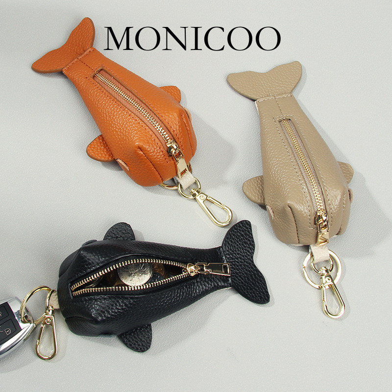 Monicoo Lớp Đầu Tiên Da Bò Chìa Khóa Nữ Dễ Thương Nhỏ Jockey Mặt Dây Chuyền Trang Trí Chìa Khóa Túi 