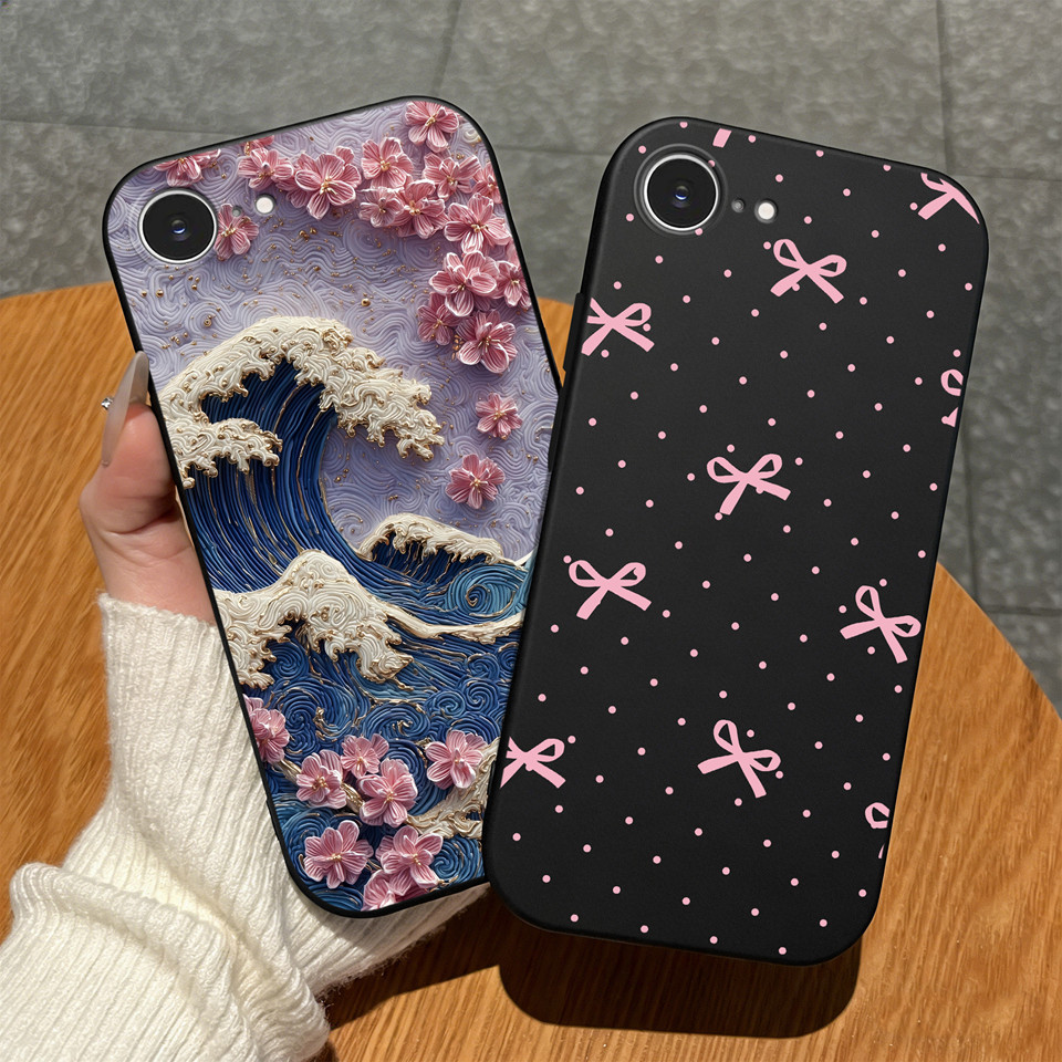 Ốp Điện Thoại Cho iPhone 16e 17e Đẹp Sakura Hồng Nơ Mờ Bền Sáng Tạo Chống Sốc Chống Trơn Trượt Mềm C