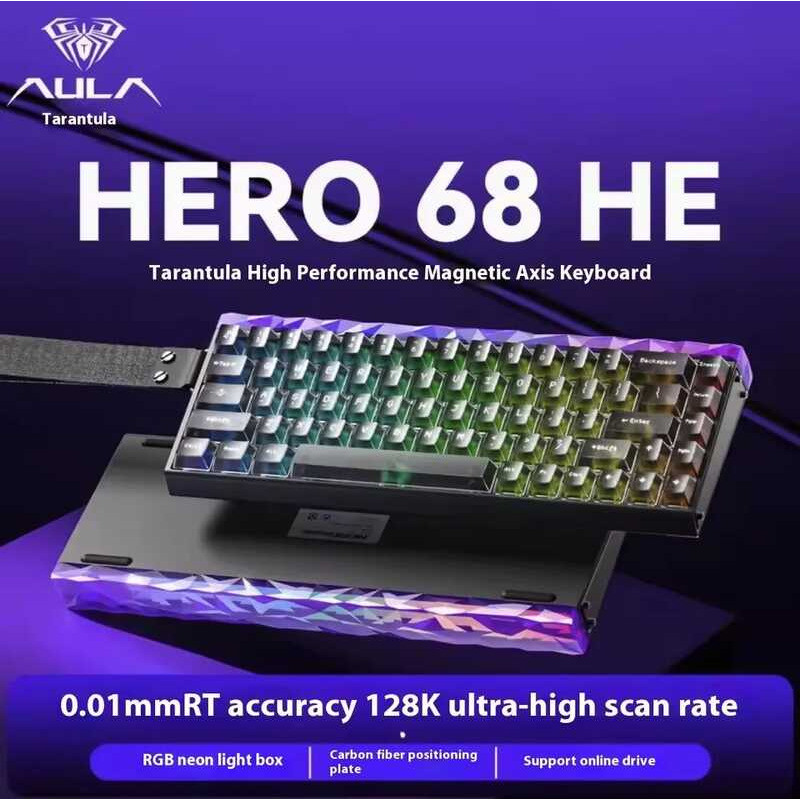 Bàn phím cơ AULA HERO 68 HE tùy chỉnh công tắc từ RT có dây dành cho game thủ - Hàng mới 100% - BH12
