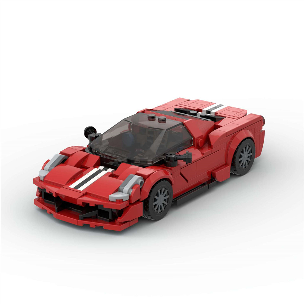 MOC Ferrari 488 Xe Thể Thao Đỏ Khối Xây Dựng Đồ Chơi Dành Cho Trẻ Em Bé Trai & Bé Gái Tương Thích Vớ