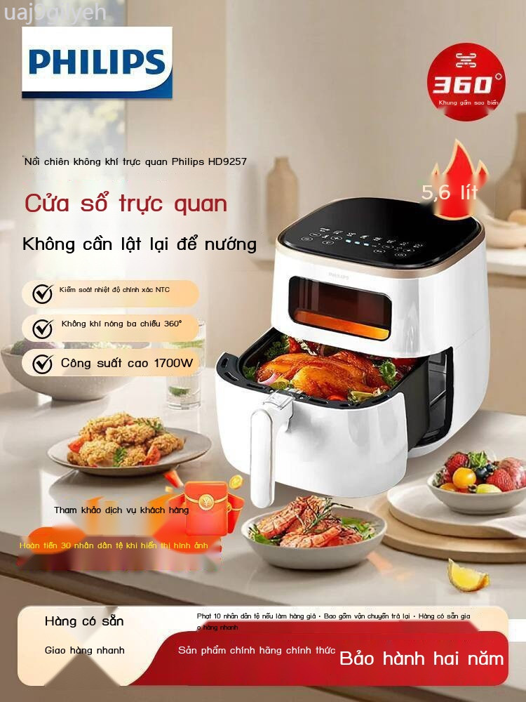 [Mẫu mới] Philips Visual Air Fryer HD9257 Nồi không dầu gia đình dung tích lớn đế sao biển chiên gà