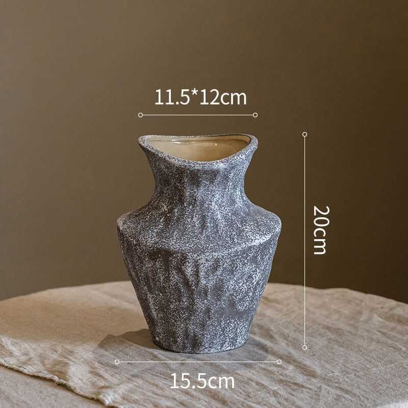 Bình gốm sứ điển Juhan Wabi-Sabi, bình hoa để bàn sáng tạo, đồ nhà cửa cổ điển, vật trang trí phong 