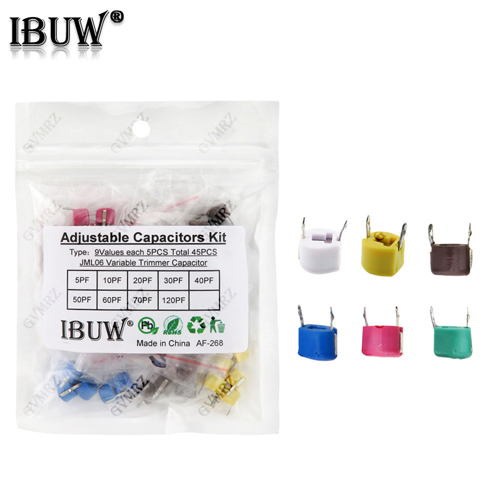 45 Bộ tụ điện tông đơ có thể điều chỉnh 9Values JML06 (5PF-120PF) cho các dự án tự làm điện tử điều 
